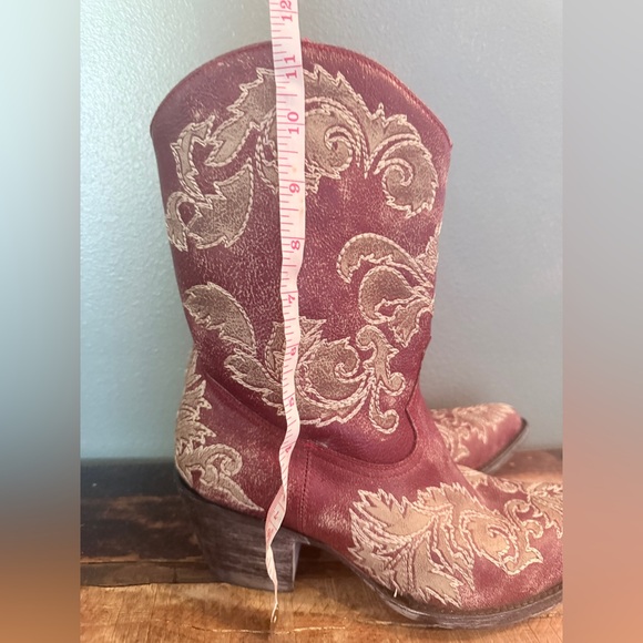 Old Gringo Red  Leather Boots with beige embroidery Size 9 never worn - Picture 7 of 7